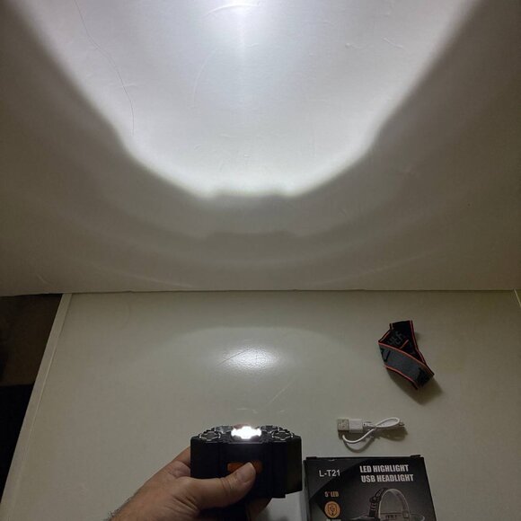 4-Pack 5LED Headlamp Rechargeable with Built in 18650 Headlight Camping USB C - Picture 9 of 11